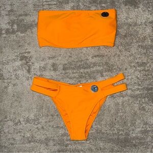 🍊Bright Orange Tube Top Bikini 🍊